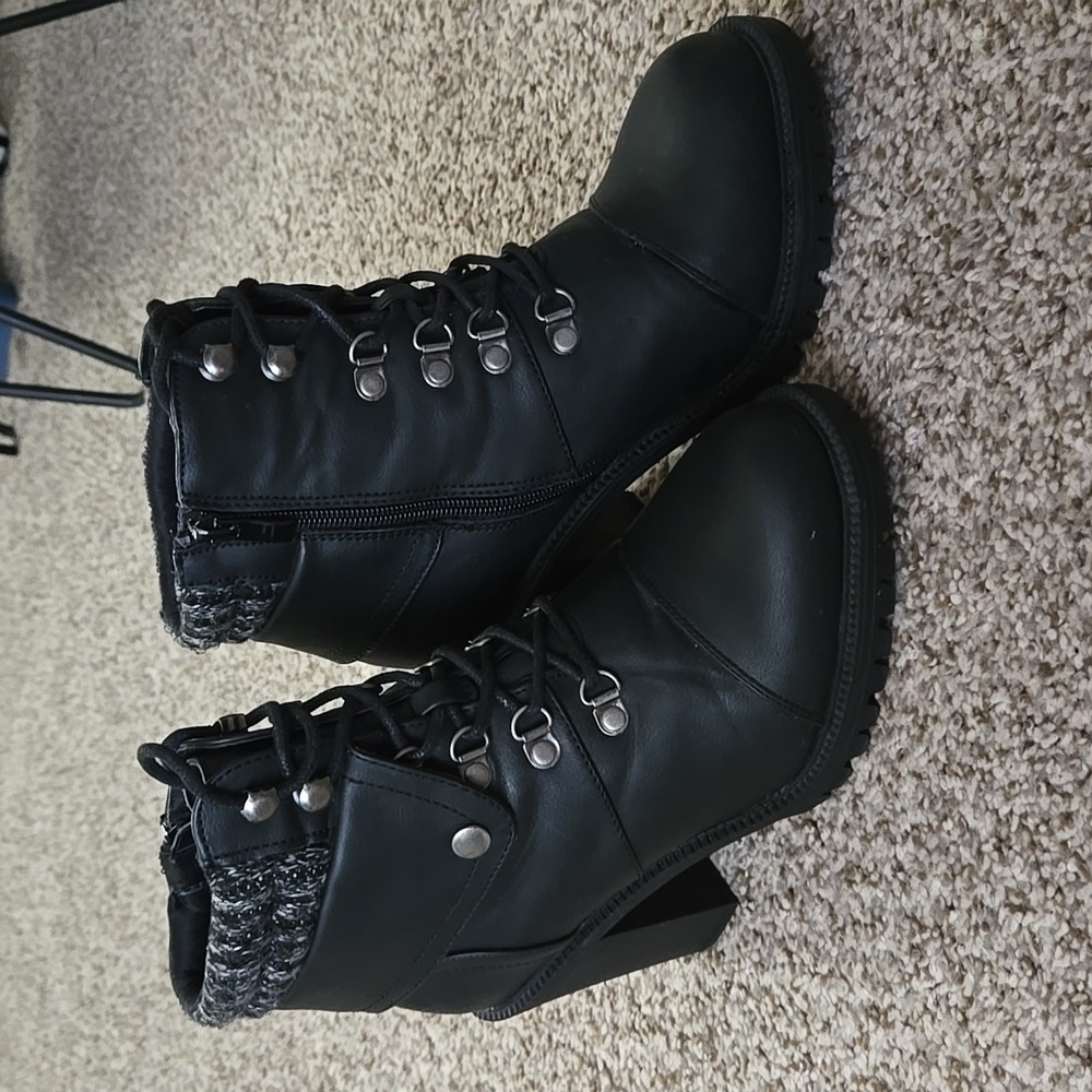 Lace up Heeled Hiker Boots